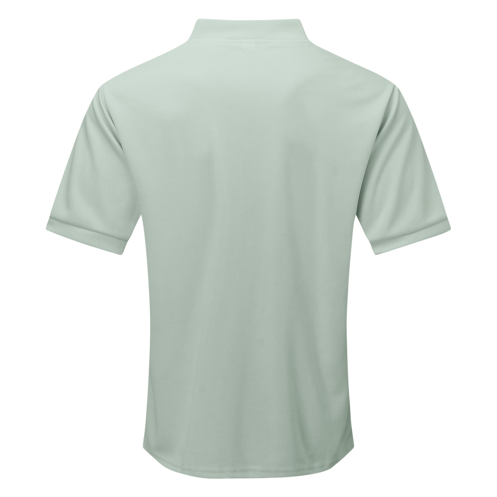 thumbnail image 5 of Blusa de manga corta con cuello alto y cremallera para hombre - Camisa informal de poliéster liso - Oficina/cita/fiesta de verano, 5 of 5